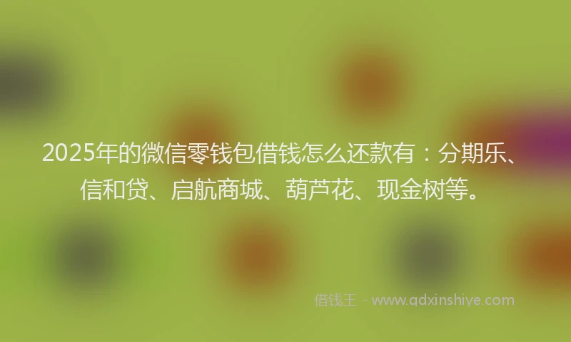 2025年的微信零钱包借钱怎么还款有：分期乐、信和贷、启航商城、葫芦花、现金树等。