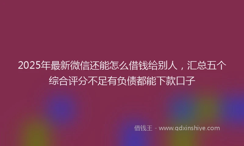 2025年最新微信还能怎么借钱给别人，汇总五个综合评分不足有负债都能下款口子