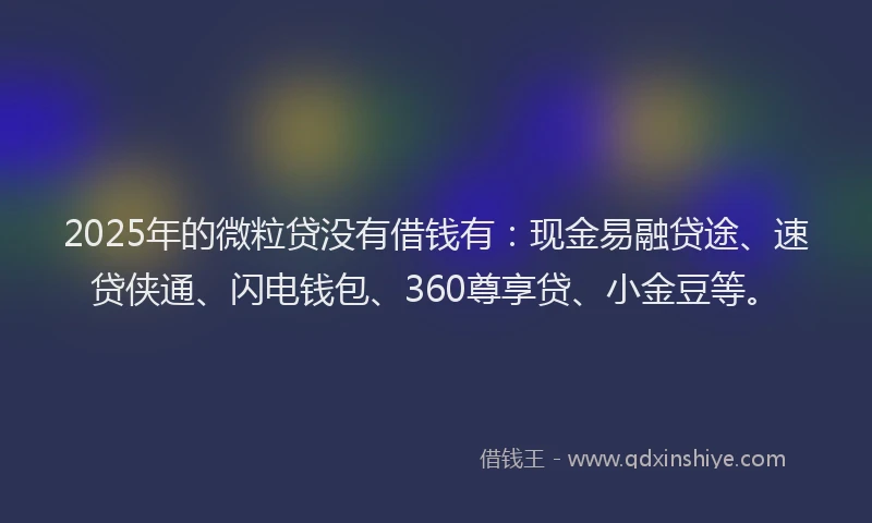 2025年的微粒贷没有借钱有：现金易融贷途、速贷侠通、闪电钱包、360尊享贷、小金豆等。