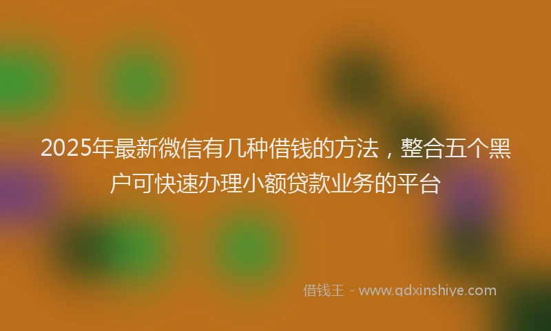 2025年最新微信有几种借钱的方法，整合五个黑户可快速办理小额贷款业务的平台