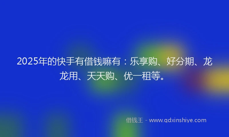 2025年的快手有借钱嘛有：乐享购、好分期、龙龙用、天天购、优一租等。