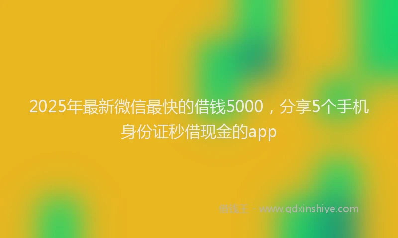 2025年最新微信最快的借钱5000，分享5个手机身份证秒借现金的app