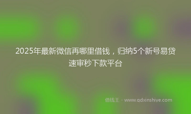 2025年最新微信再哪里借钱，归纳5个新号易贷速审秒下款平台