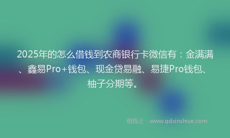2025年的怎么借钱到农商银行卡微信有：金满满、鑫易Pro+钱包、现金贷易融、易捷Pro钱包、柚子分期等。
