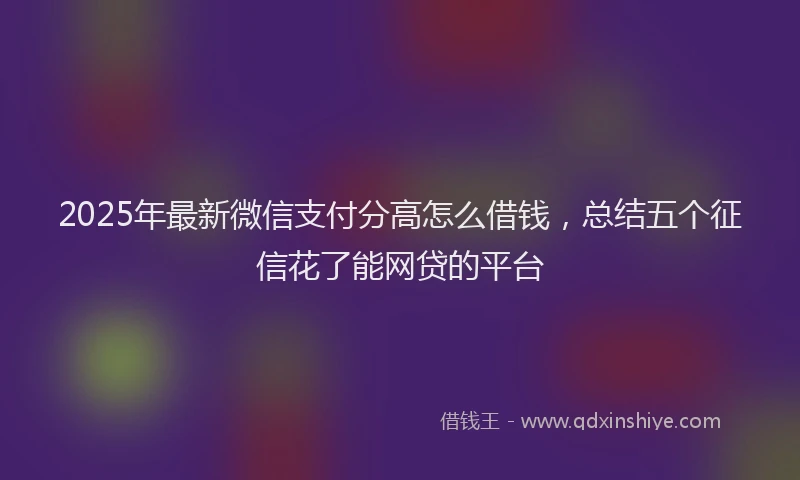 2025年最新微信支付分高怎么借钱，总结五个征信花了能网贷的平台