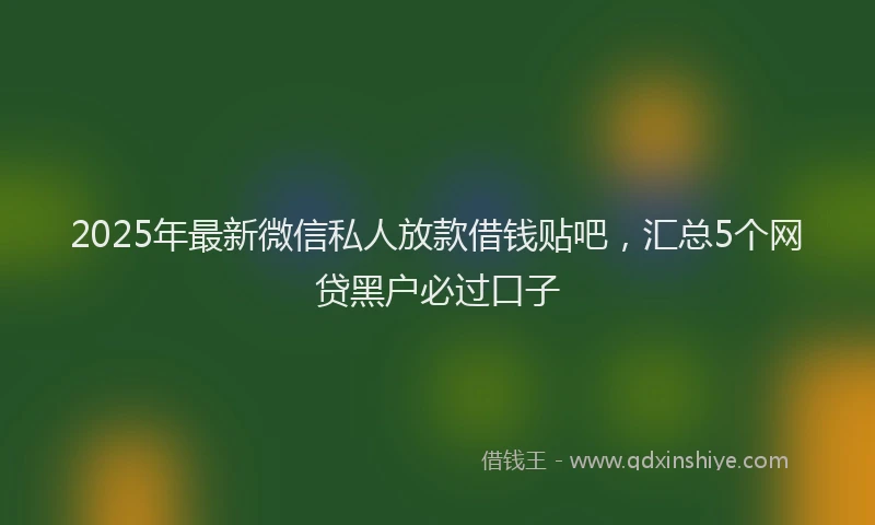 2025年最新微信私人放款借钱贴吧，汇总5个网贷黑户必过口子