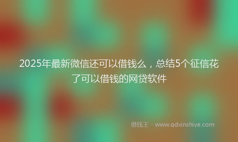 2025年最新微信还可以借钱么，总结5个征信花了可以借钱的网贷软件