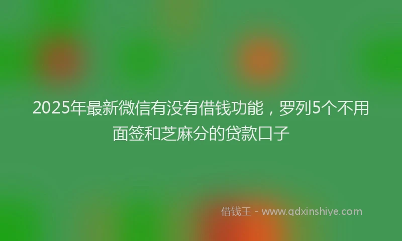 2025年最新微信有没有借钱功能，罗列5个不用面签和芝麻分的贷款口子