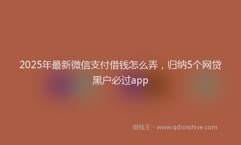 2025年最新微信支付借钱怎么弄，归纳5个网贷黑户必过app