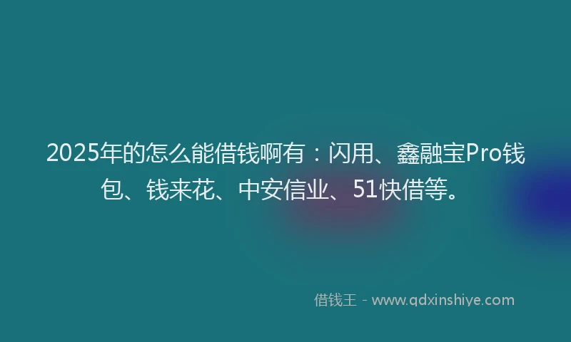 2025年的怎么能借钱啊有：闪用、鑫融宝Pro钱包、钱来花、中安信业、51快借等。