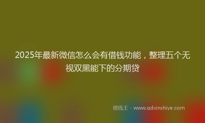2025年最新微信怎么会有借钱功能，整理五个无视双黑能下的分期贷