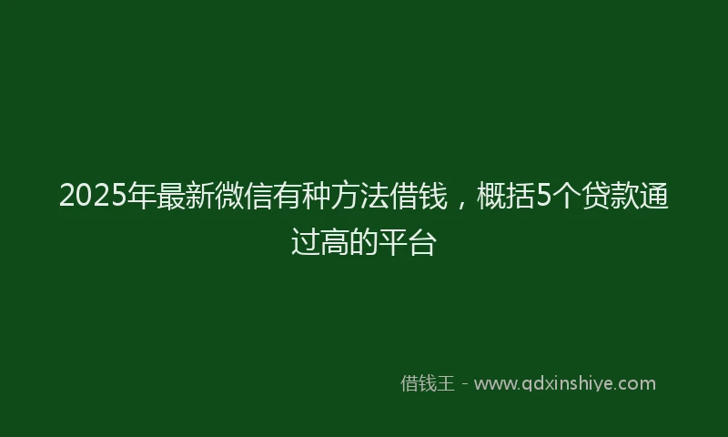 2025年最新微信有种方法借钱，概括5个贷款通过高的平台