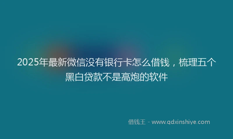 2025年最新微信没有银行卡怎么借钱，梳理五个黑白贷款不是高炮的软件