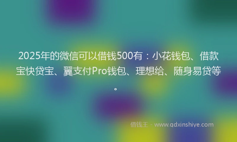 2025年的微信可以借钱500有：小花钱包、借款宝快贷宝、翼支付Pro钱包、理想给、随身易贷等。