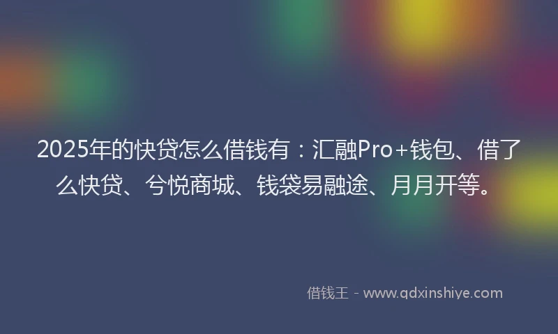 2025年的快贷怎么借钱有：汇融Pro+钱包、借了么快贷、兮悦商城、钱袋易融途、月月开等。