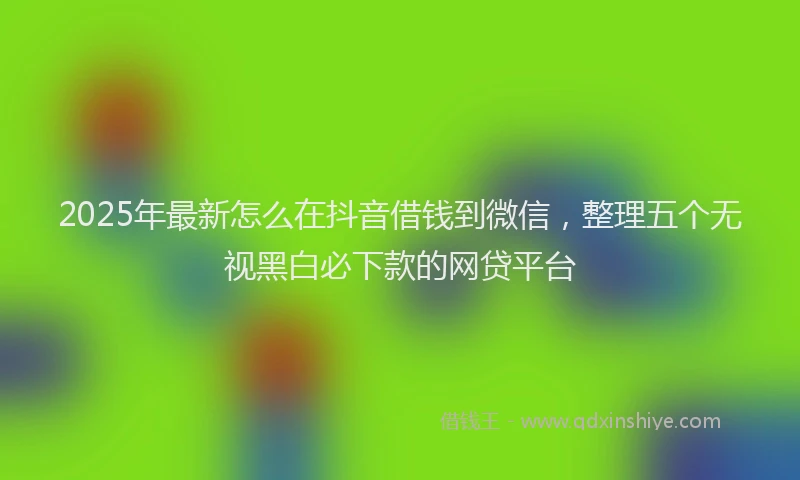 2025年最新怎么在抖音借钱到微信，整理五个无视黑白必下款的网贷平台