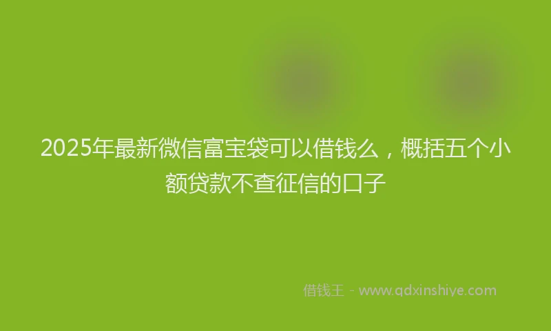 2025年最新微信富宝袋可以借钱么，概括五个小额贷款不查征信的口子