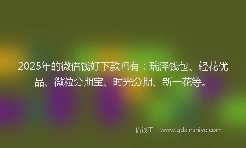 2025年的微借钱好下款吗有：瑞泽钱包、轻花优品、微粒分期宝、时光分期、新一花等。
