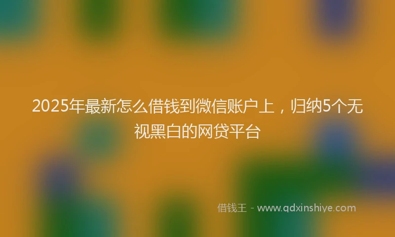 2025年最新怎么借钱到微信账户上，归纳5个无视黑白的网贷平台