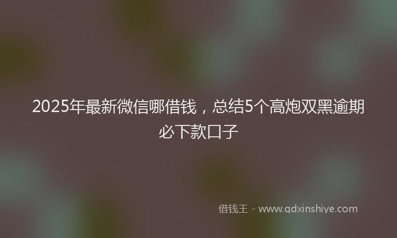2025年最新微信哪借钱，总结5个高炮双黑逾期必下款口子