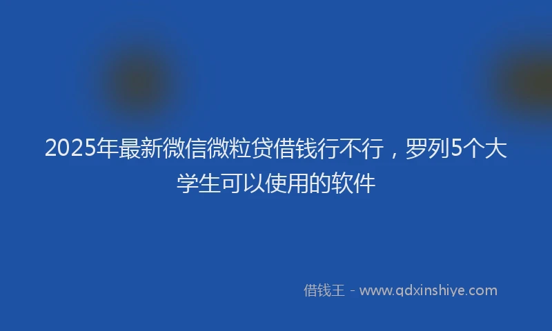 2025年最新微信微粒贷借钱行不行，罗列5个大学生可以使用的软件