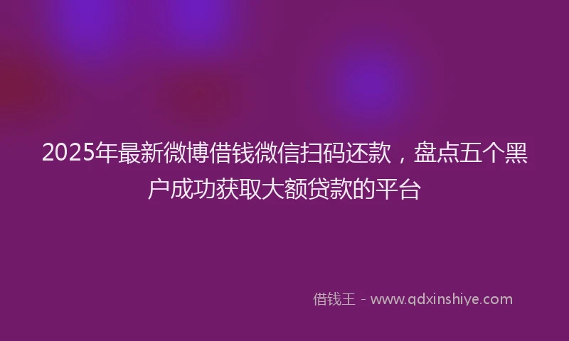 2025年最新微博借钱微信扫码还款，盘点五个黑户成功获取大额贷款的平台