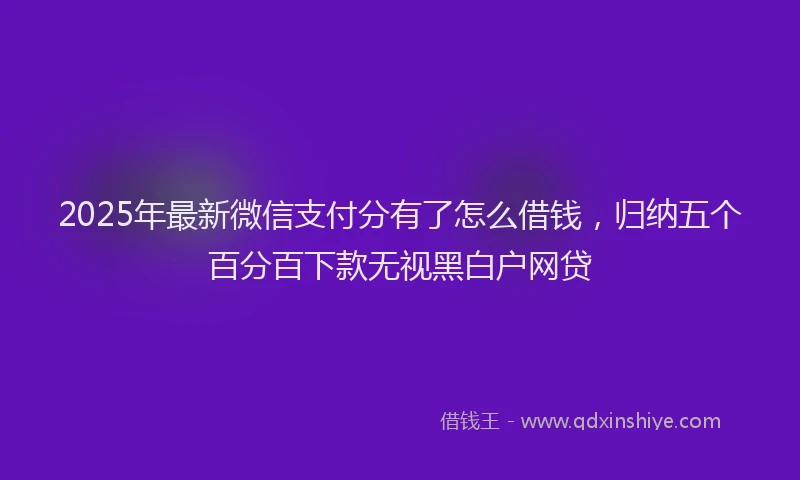 2025年最新微信支付分有了怎么借钱，归纳五个百分百下款无视黑白户网贷