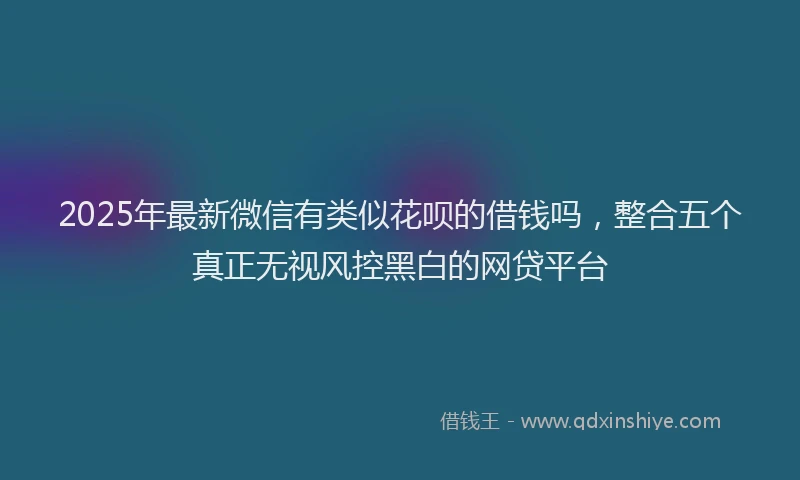 2025年最新微信有类似花呗的借钱吗，整合五个真正无视风控黑白的网贷平台