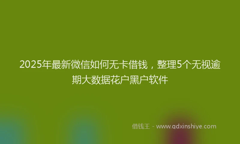 2025年最新微信如何无卡借钱，整理5个无视逾期大数据花户黑户软件