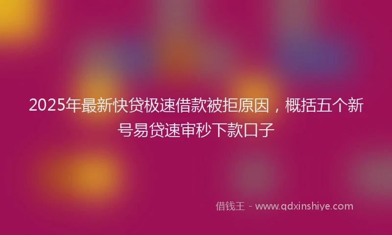 2025年最新快贷极速借款被拒原因，概括五个新号易贷速审秒下款口子