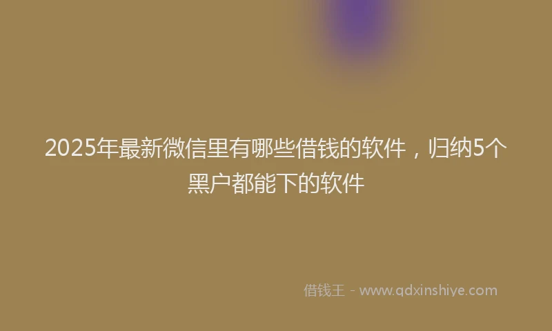 2025年最新微信里有哪些借钱的软件，归纳5个黑户都能下的软件