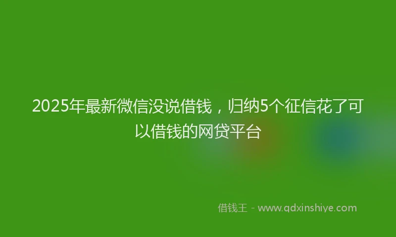 2025年最新微信没说借钱，归纳5个征信花了可以借钱的网贷平台