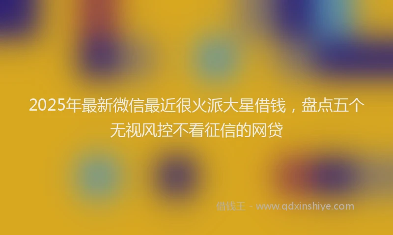 2025年最新微信最近很火派大星借钱，盘点五个无视风控不看征信的网贷