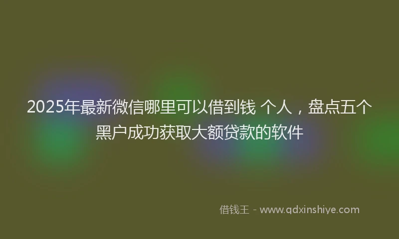 2025年最新微信哪里可以借到钱 个人，盘点五个黑户成功获取大额贷款的软件