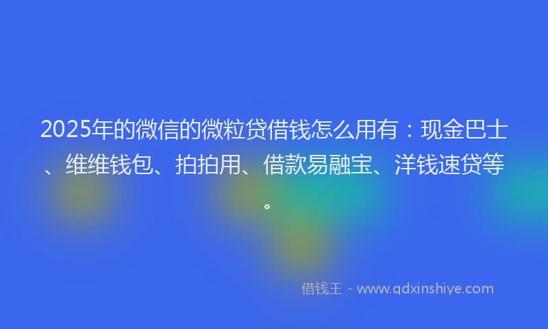 2025年的微信的微粒贷借钱怎么用有：现金巴士、维维钱包、拍拍用、借款易融宝、洋钱速贷等。