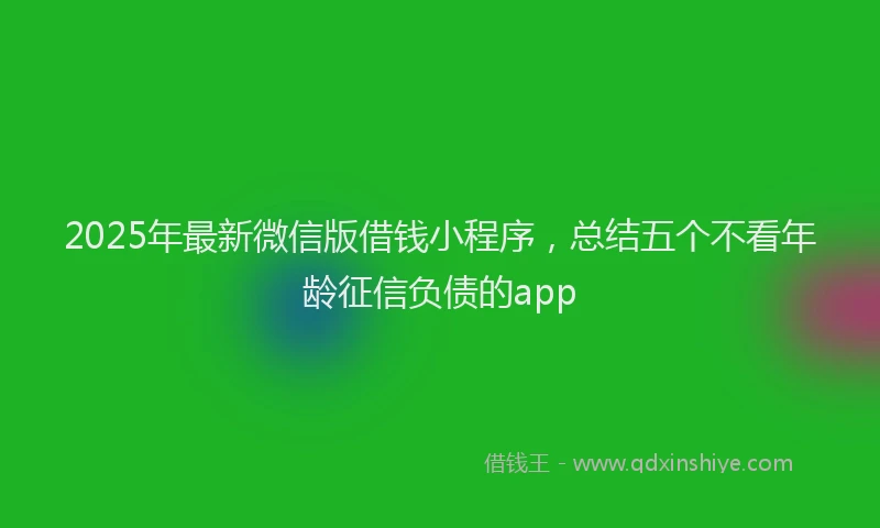 2025年最新微信版借钱小程序，总结五个不看年龄征信负债的app