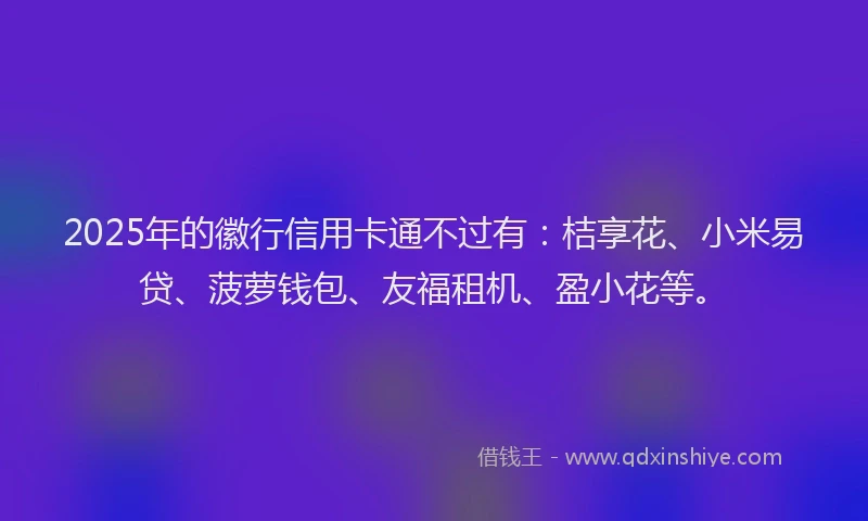 2025年的徽行信用卡通不过有：桔享花、小米易贷、菠萝钱包、友福租机、盈小花等。
