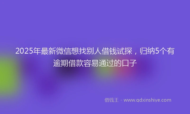 2025年最新微信想找别人借钱试探，归纳5个有逾期借款容易通过的口子