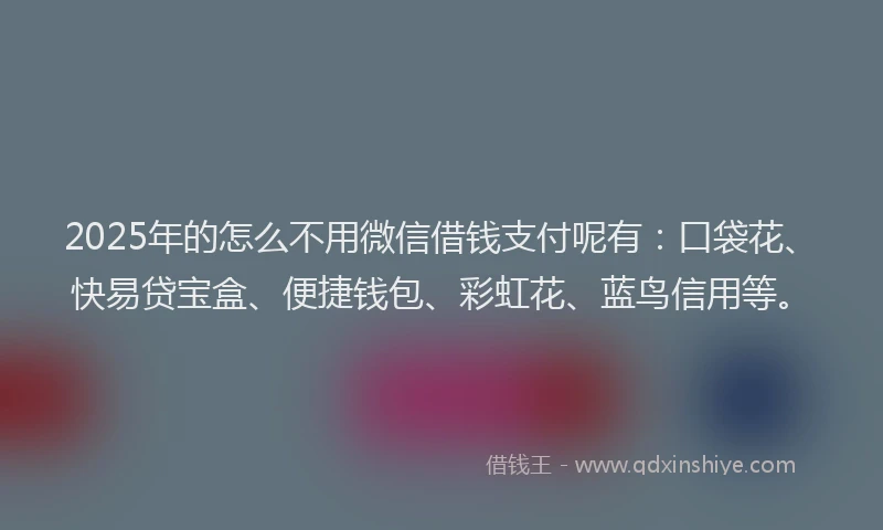 2025年的怎么不用微信借钱支付呢有：口袋花、快易贷宝盒、便捷钱包、彩虹花、蓝鸟信用等。