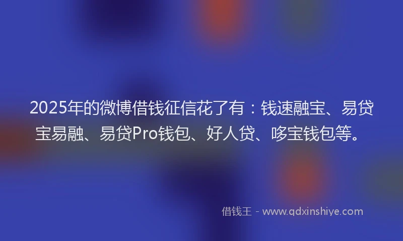 2025年的微博借钱征信花了有：钱速融宝、易贷宝易融、易贷Pro钱包、好人贷、哆宝钱包等。
