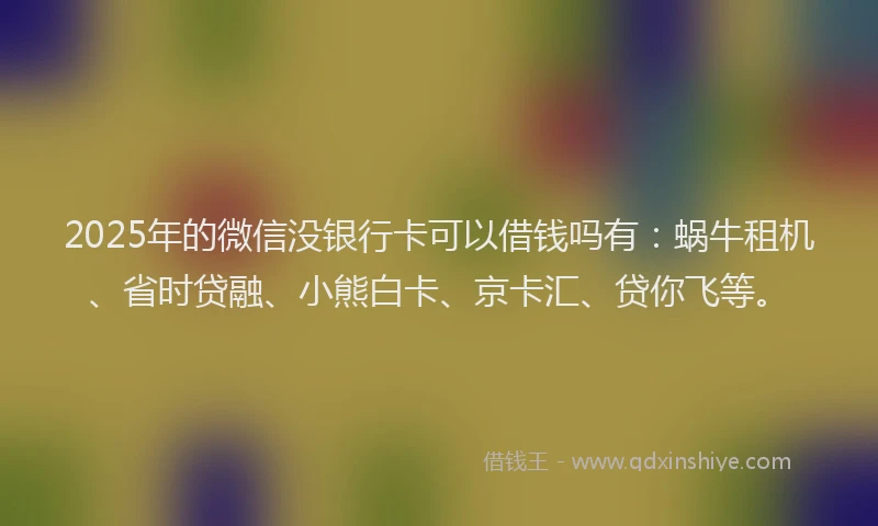 2025年的微信没银行卡可以借钱吗有：蜗牛租机、省时贷融、小熊白卡、京卡汇、贷你飞等。