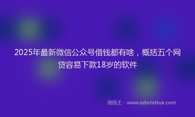 2025年最新微信公众号借钱都有啥，概括五个网贷容易下款18岁的软件