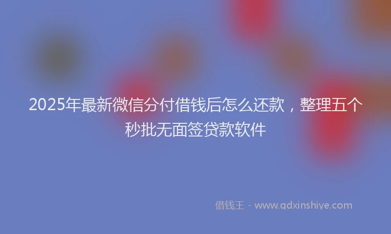 2025年最新微信分付借钱后怎么还款，整理五个秒批无面签贷款软件