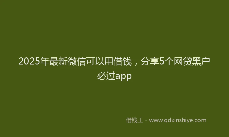 2025年最新微信可以用借钱，分享5个网贷黑户必过app