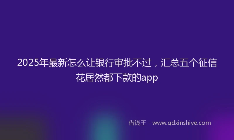 2025年最新怎么让银行审批不过，汇总五个征信花居然都下款的app