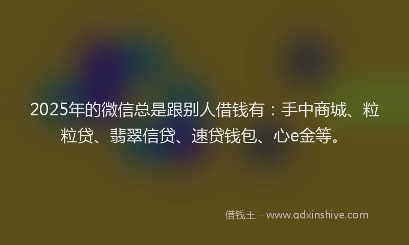 2025年的微信总是跟别人借钱有：手中商城、粒粒贷、翡翠信贷、速贷钱包、心e金等。