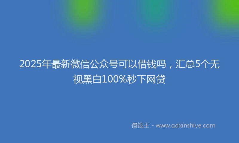 2025年最新微信公众号可以借钱吗，汇总5个无视黑白100%秒下网贷
