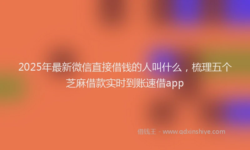 2025年最新微信直接借钱的人叫什么，梳理五个芝麻借款实时到账速借app