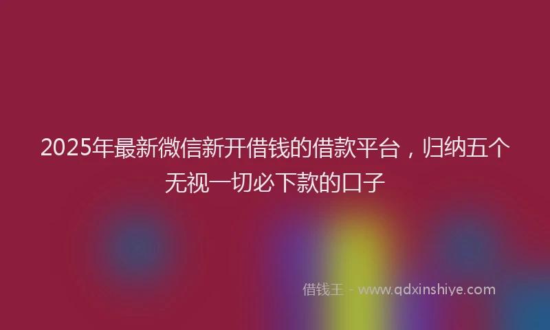 2025年最新微信新开借钱的借款平台，归纳五个无视一切必下款的口子