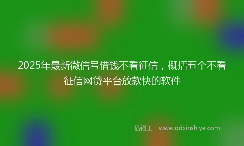 2025年最新微信号借钱不看征信，概括五个不看征信网贷平台放款快的软件